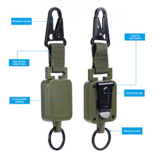 Load image into Gallery viewer, 1PC Outdoor Multi-Function Retractable Badge Reel Buckle With Back Clip Wire Rope High Elastic Anti-Theft Key Chain--Green
