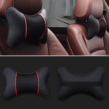 Load image into Gallery viewer, 1PC PU Leather Car Seat Neck Pillow Headrest Rest Cushion Support Knitted Seat Auto Safety Accessories
