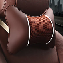 Load image into Gallery viewer, 1PC PU Leather Car Seat Neck Pillow Headrest Rest Cushion Support Knitted Seat Auto Safety Accessories
