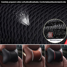 Load image into Gallery viewer, 1PC PU Leather Car Seat Neck Pillow Headrest Rest Cushion Support Knitted Seat Auto Safety Accessories
