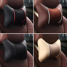 Load image into Gallery viewer, 1PC PU Leather Car Seat Neck Pillow Headrest Rest Cushion Support Knitted Seat Auto Safety Accessories
