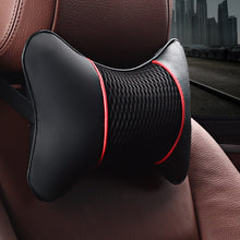 Load image into Gallery viewer, 1PC PU Leather Car Seat Neck Pillow Headrest Rest Cushion Support Knitted Seat Auto Safety Accessories
