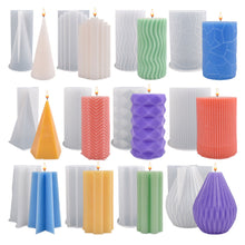 Load image into Gallery viewer, Geometric Column 3D Candle Silicone Mold Geometric Wavy Striped Cylindrical Mould Crystal Epoxy Resin Home Decor Gift
