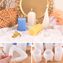 Load image into Gallery viewer, Geometric Column 3D Candle Silicone Mold Geometric Wavy Striped Cylindrical Mould Crystal Epoxy Resin Home Decor Gift
