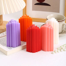 Load image into Gallery viewer, Geometric Column 3D Candle Silicone Mold Geometric Wavy Striped Cylindrical Mould Crystal Epoxy Resin Home Decor Gift
