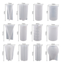 Load image into Gallery viewer, Geometric Column 3D Candle Silicone Mold Geometric Wavy Striped Cylindrical Mould Crystal Epoxy Resin Home Decor Gift
