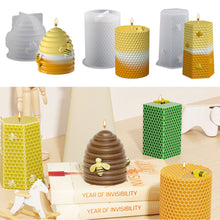 Load image into Gallery viewer, 3D Honeycomb Candle Silicone Mold Round Square Mould Crystal Epoxy Mold DIY Home Craft Decoration
