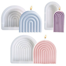 Load image into Gallery viewer, 3D Arch Candle Silicone Mold Geometric Stripes Rainbow Mould DIY Epoxy Resin Bridge Molds Home Decor Artifact
