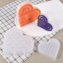 Load image into Gallery viewer, DIY Stiped Heart Candle Mold Heart-shaped Coaster Valentine's Day Arch Decoration Silicone Mold Wax Soap Mold
