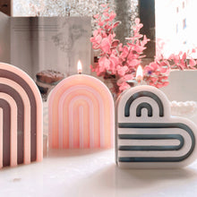 Load image into Gallery viewer, DIY Stiped Heart Candle Mold Heart-shaped Coaster Valentine's Day Arch Decoration Silicone Mold Wax Soap Mold

