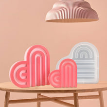Load image into Gallery viewer, DIY Stiped Heart Candle Mold Heart-shaped Coaster Valentine's Day Arch Decoration Silicone Mold Wax Soap Mold
