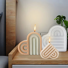 Load image into Gallery viewer, DIY Stiped Heart Candle Mold Heart-shaped Coaster Valentine's Day Arch Decoration Silicone Mold Wax Soap Mold
