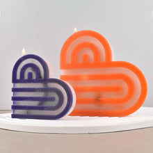 Load image into Gallery viewer, DIY Stiped Heart Candle Mold Heart-shaped Coaster Valentine's Day Arch Decoration Silicone Mold Wax Soap Mold
