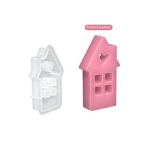 Load image into Gallery viewer, House Resin Mould 3D Hollow Heart House DIY Aromatherapy Gypsum Candle Silicone Mould Handmade Tool Ornaments Mold
