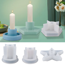 Load image into Gallery viewer, DIY Round Candle Holder Silicone Molds Star Hex Shape Plaster Resin Candlestick Mould Candle Accessories Tool Home Table Decor
