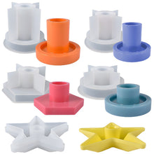 Load image into Gallery viewer, DIY Round Candle Holder Silicone Molds Star Hex Shape Plaster Resin Candlestick Mould Candle Accessories Tool Home Table Decor
