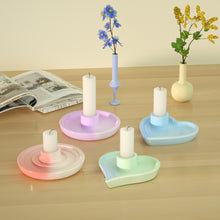 Load image into Gallery viewer, DIY Candle Holder Silicone Mold Round Heart Candlestick Tray Mould Concrete Cement Resin Molds Modern Home Decor
