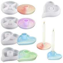 Load image into Gallery viewer, DIY Candle Holder Silicone Mold Round Heart Candlestick Tray Mould Concrete Cement Resin Molds Modern Home Decor
