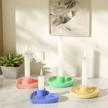 Load image into Gallery viewer, DIY Candle Holder Silicone Mold Round Heart Candlestick Tray Mould Concrete Cement Resin Molds Modern Home Decor
