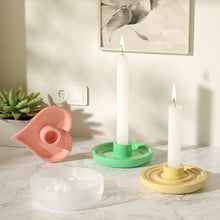 Load image into Gallery viewer, DIY Candle Holder Silicone Mold Round Heart Candlestick Tray Mould Concrete Cement Resin Molds Modern Home Decor
