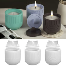Load image into Gallery viewer, Round Candle Jar Silicone Mold With Lid DIY Cement Pot Mold Concrete Wax Box Storage Cup Candle Tray Mould Home Decor Crafts
