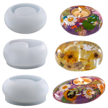 Load image into Gallery viewer, Oval Stone Shape 3D Silicone Mold Epoxy Resin Candle Holder Mould Round Oval Mould Candle Light Table Ornaments Plaster Mold
