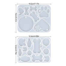 Load image into Gallery viewer, Epoxy Silicone Mould Dog Tag Bone Shaped Keychain Pendant Mold Round Heart Cat Claw Bone Pet Mould DIY
