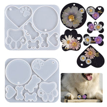 Load image into Gallery viewer, Epoxy Silicone Mould Dog Tag Bone Shaped Keychain Pendant Mold Round Heart Cat Claw Bone Pet Mould DIY

