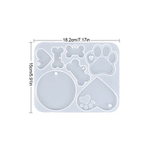 Load image into Gallery viewer, Epoxy Silicone Mould Dog Tag Bone Shaped Keychain Pendant Mold Round Heart Cat Claw Bone Pet Mould DIY
