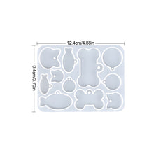 Load image into Gallery viewer, Epoxy Silicone Mould Dog Tag Bone Shaped Keychain Pendant Mold Round Heart Cat Claw Bone Pet Mould DIY
