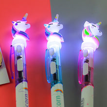 Load image into Gallery viewer, Cute Unicorn Ballpoint Pen with Light 0.5mm Cute Writing Pen Students Office Stationery School Supplies Gift
