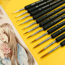 Load image into Gallery viewer, 11Pcs Miniature Wolf Hair Paint Brush Art Painting Brushes Artistic Watercolor Brush Oil Painting Brush Drawing Hand Painted
