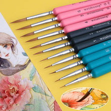Load image into Gallery viewer, 11Pcs Miniature Wolf Hair Paint Brush Art Painting Brushes Artistic Watercolor Brush Oil Painting Brush Drawing Hand Painted
