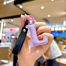 Load image into Gallery viewer, A to Z PU Leather Initial Letter Keychain For Women Fashion Cartoon Candy Color Bag Phone Pendant Car Key Chain Jewelry Gifts
