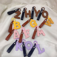 Load image into Gallery viewer, A to Z PU Leather Initial Letter Keychain For Women Fashion Cartoon Candy Color Bag Phone Pendant Car Key Chain Jewelry Gifts
