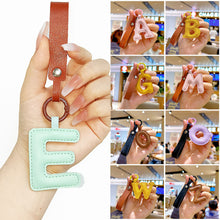 Load image into Gallery viewer, A to Z PU Leather Initial Letter Keychain For Women Fashion Cartoon Candy Color Bag Phone Pendant Car Key Chain Jewelry Gifts
