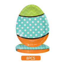 Load image into Gallery viewer, 6/8Pcs Easter Egg Shape Plates Theme Birthday Decorations Party Disposable Tableware Happy Easter Party Decoration
