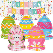 Load image into Gallery viewer, 6/8Pcs Easter Egg Shape Plates Theme Birthday Decorations Party Disposable Tableware Happy Easter Party Decoration
