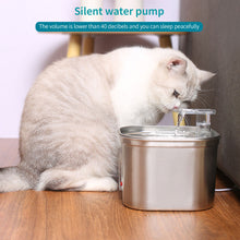 Load image into Gallery viewer, 2.2L Stainless Steel Cat Fountain With Water Mark Automatic Cats Water Dispenser Sensor Filter Pet Cat Ultra Quiet Pump Water Foutain
