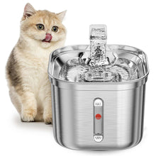 Load image into Gallery viewer, 2.2L Stainless Steel Cat Fountain With Water Mark Automatic Cats Water Dispenser Sensor Filter Pet Cat Ultra Quiet Pump Water Foutain
