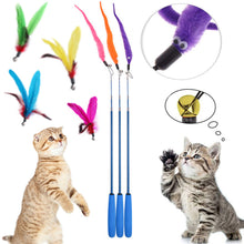 Load image into Gallery viewer, Funny Feather Cat Plush Teaser Wand with Bell Pet Interactive Feather Toys Cat Stick Toy for Kitten Catching Toy Playing Teaser Cat Supplies

