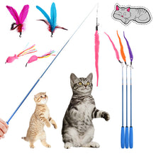 Load image into Gallery viewer, Funny Feather Cat Plush Teaser Wand with Bell Pet Interactive Feather Toys Cat Stick Toy for Kitten Catching Toy Playing Teaser Cat Supplies
