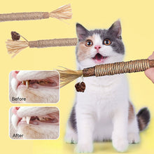 Load image into Gallery viewer, Cat Toys Silvervine Chew Stick Kitty Raffia Grass Pet Supplies Cleaning Teeth Stick Pet Bite Cat Toy Hemp Rope
