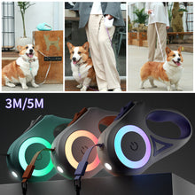 Load image into Gallery viewer, 5M/3M LED Flashlight Pet Leash Retractable Lighted Night Outdoor Walking Dog Leash Non-Slip Handle Dog Chain Dog Supplies
