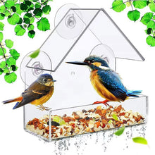 Load image into Gallery viewer, Suction Cups Wild Bird Feeder House Transparent Parrot Feed Tray Food Container Cage Accessories For Small And Medium Parakeets
