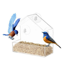 Load image into Gallery viewer, Suction Cups Wild Bird Feeder House Transparent Parrot Feed Tray Food Container Cage Accessories For Small And Medium Parakeets
