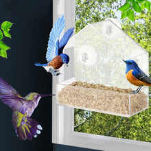 Load image into Gallery viewer, Suction Cups Wild Bird Feeder House Transparent Parrot Feed Tray Food Container Cage Accessories For Small And Medium Parakeets
