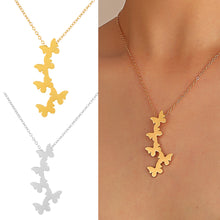 Load image into Gallery viewer, Ins Vintage Butterfly Necklace Women Golden Stainless Steel Fashion Five Butterflies Pendant Aesthetic Chain of Clavicle Choker Women Jewelry Gift
