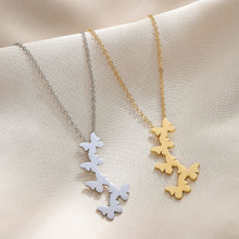 Load image into Gallery viewer, Ins Vintage Butterfly Necklace Women Golden Stainless Steel Fashion Five Butterflies Pendant Aesthetic Chain of Clavicle Choker Women Jewelry Gift
