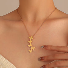 Load image into Gallery viewer, Ins Vintage Butterfly Necklace Women Golden Stainless Steel Fashion Five Butterflies Pendant Aesthetic Chain of Clavicle Choker Women Jewelry Gift
